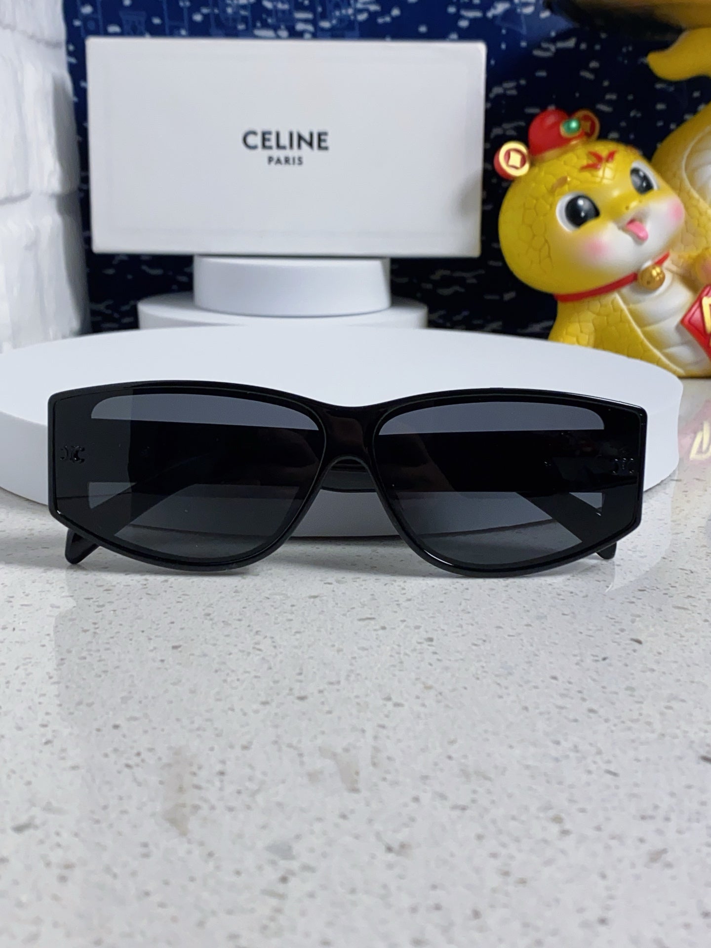 Celine TRIOMPHE SUNGLASS 533221 IN BLACK ACETATE BLACK LOGO