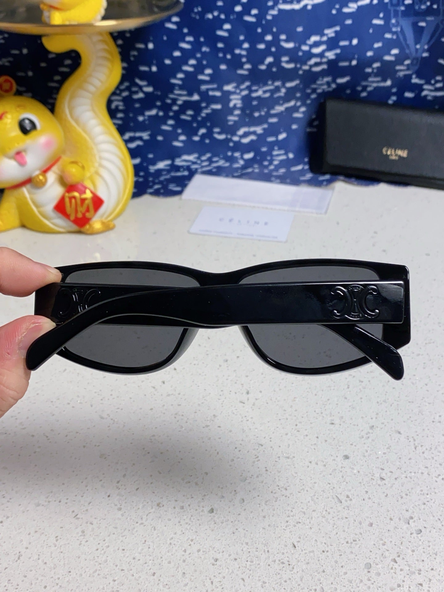 Celine TRIOMPHE SUNGLASS 533221 IN BLACK ACETATE BLACK LOGO