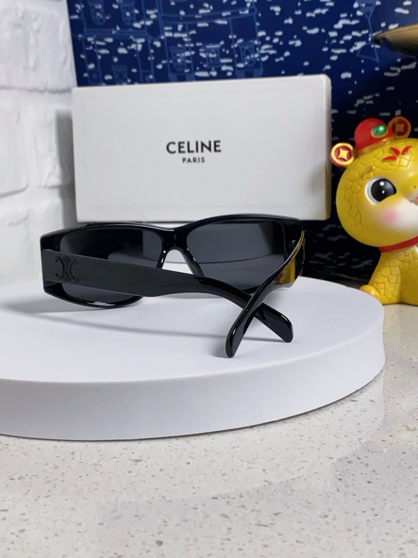 Celine TRIOMPHE SUNGLASS 533221 IN BLACK ACETATE BLACK LOGO