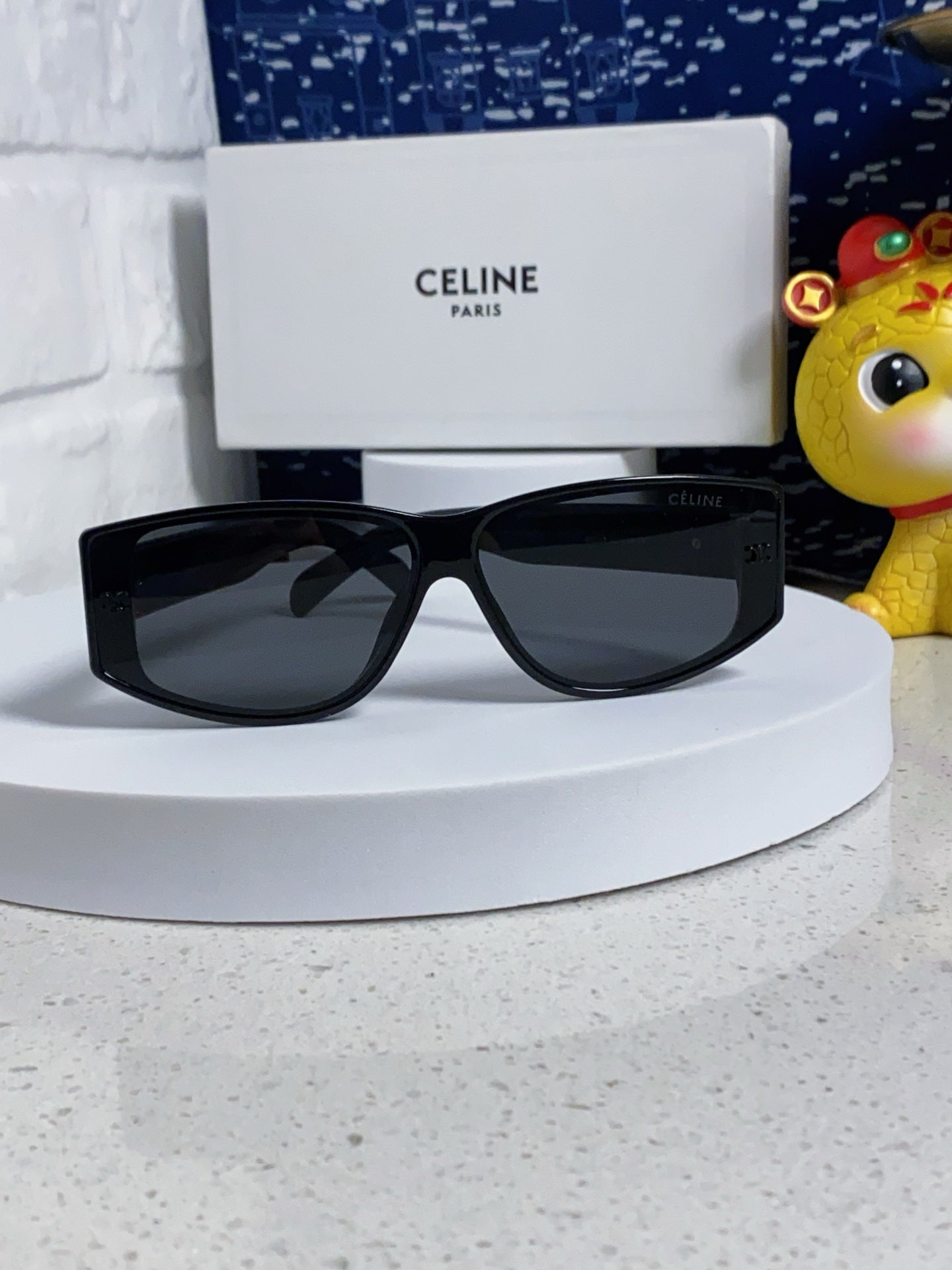Celine TRIOMPHE SUNGLASS 533221 IN BLACK ACETATE BLACK LOGO