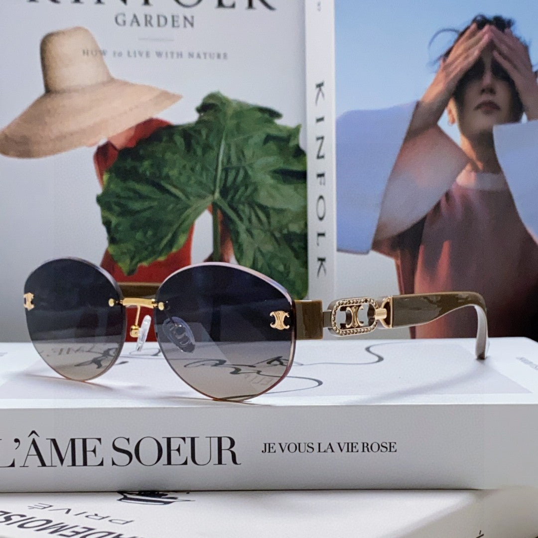 Celine TRIOMPHE SUNGLASSES 573246 IN TAUPE BROWN METAL GRADIENT SMOKE LENSES