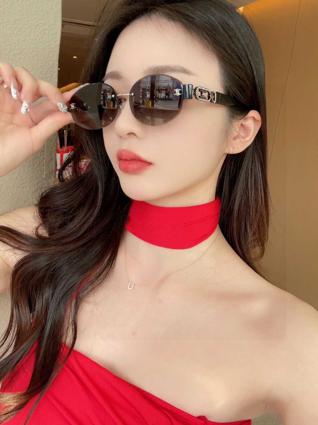 Celine TRIOMPHE SUNGLASSES 573247 IN METAL GRADIENT SMOKE LENSES