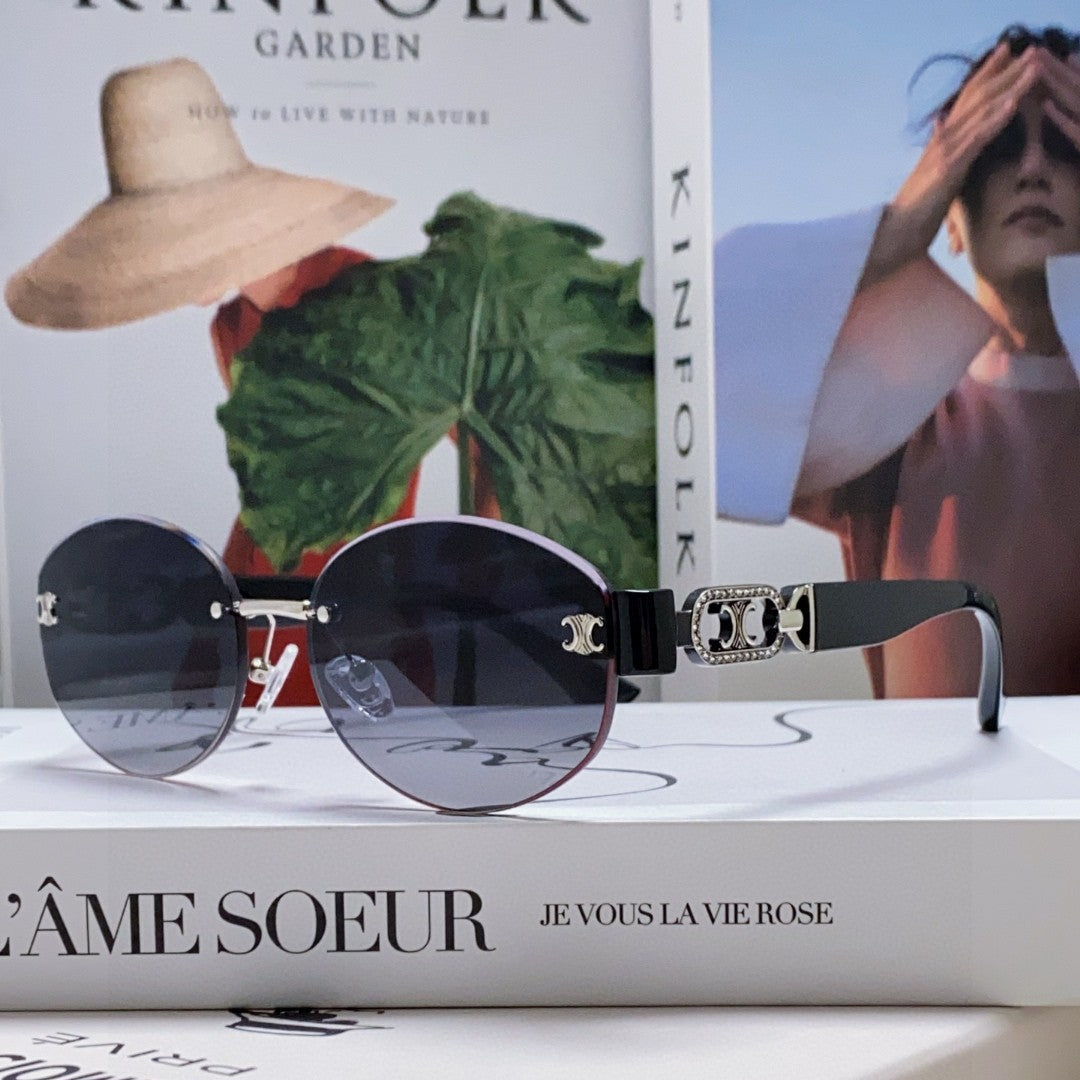 Celine TRIOMPHE SUNGLASSES 573247 IN METAL GRADIENT SMOKE LENSES