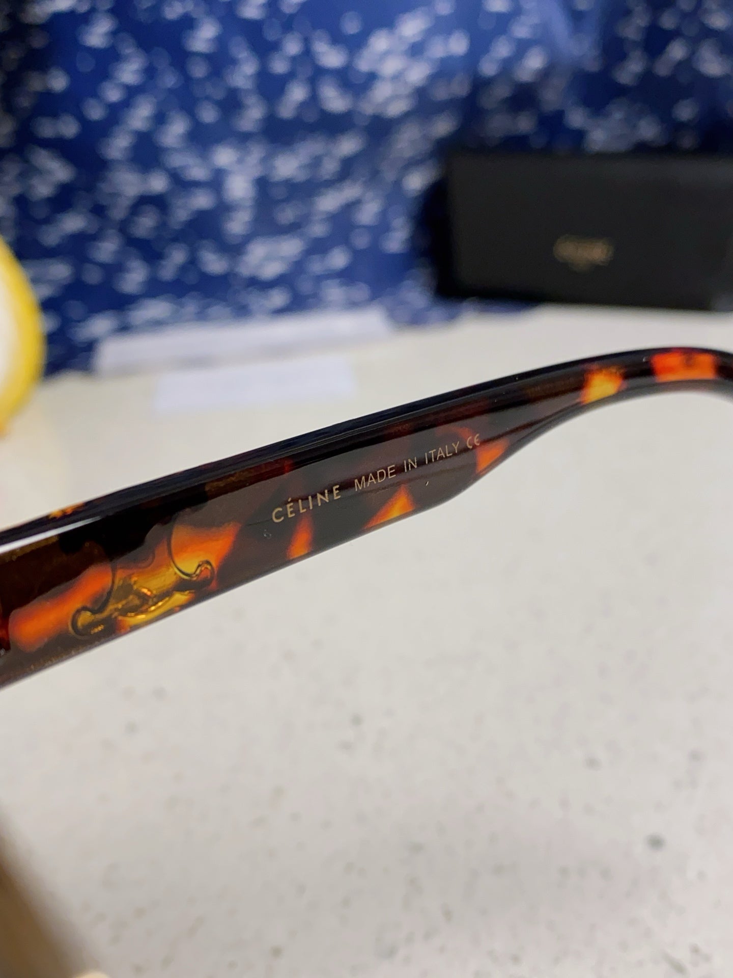 Celine TRIOMPHE SUNGLASS 538531 IN HAVANA ACETATE BLACK LENSES