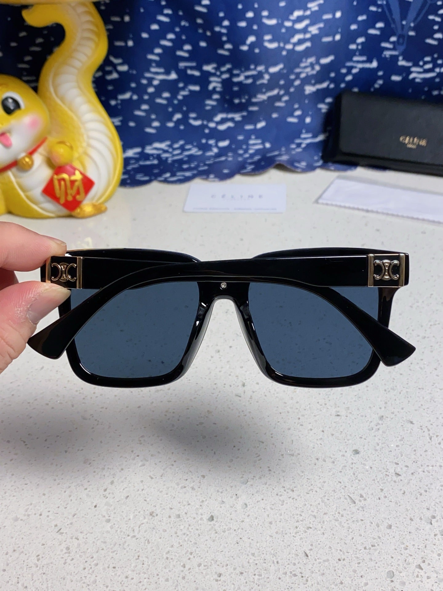 Celine TRIOMPHE SUNGLASSES 548637 IN BLACK ACETATE