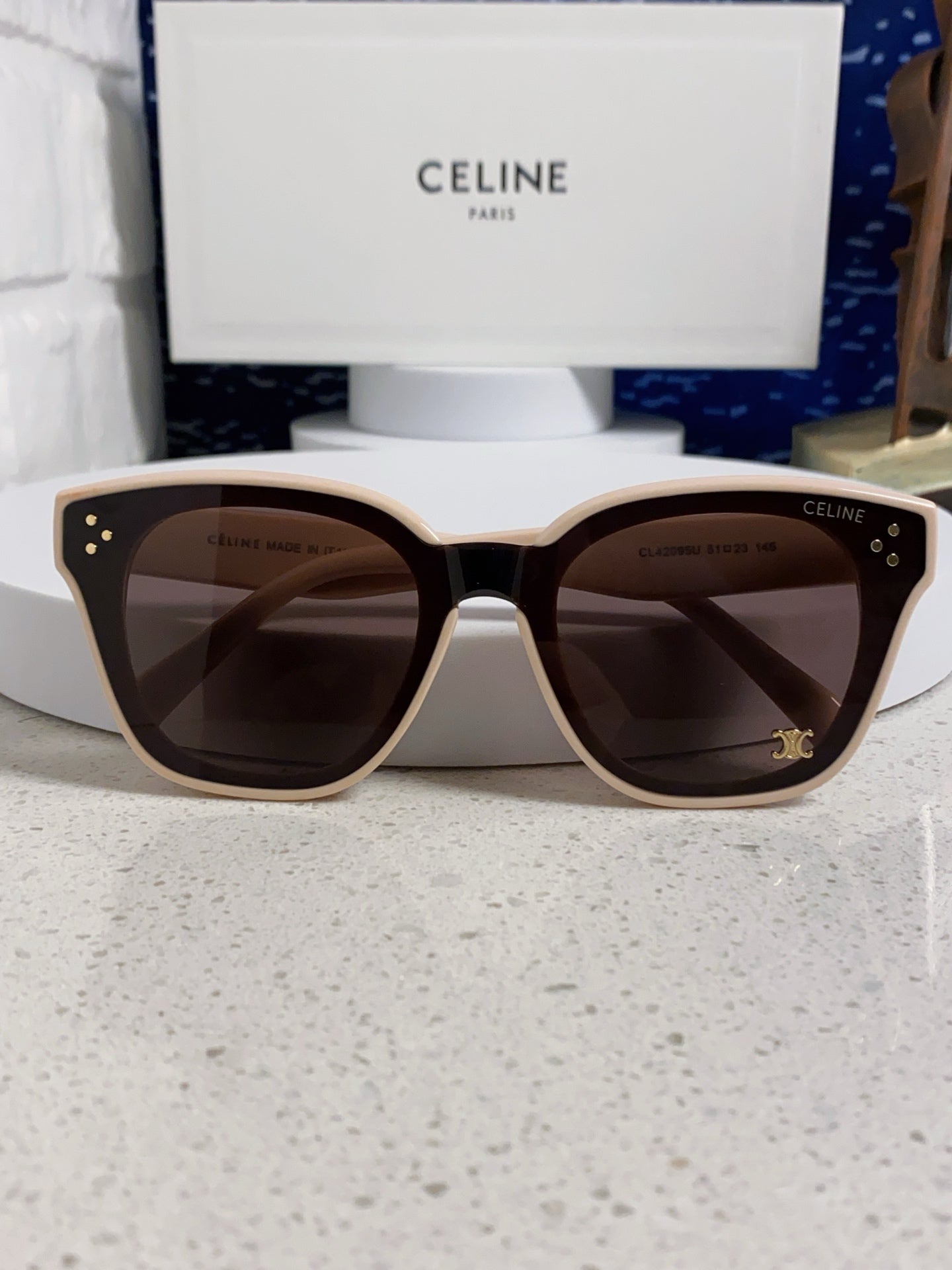 Celine SQUARE SUNGLASS 575841 IN NUDE ACETATE