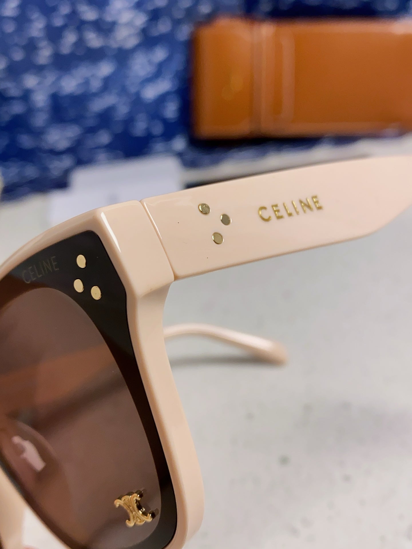 Celine SQUARE SUNGLASS 575841 IN NUDE ACETATE