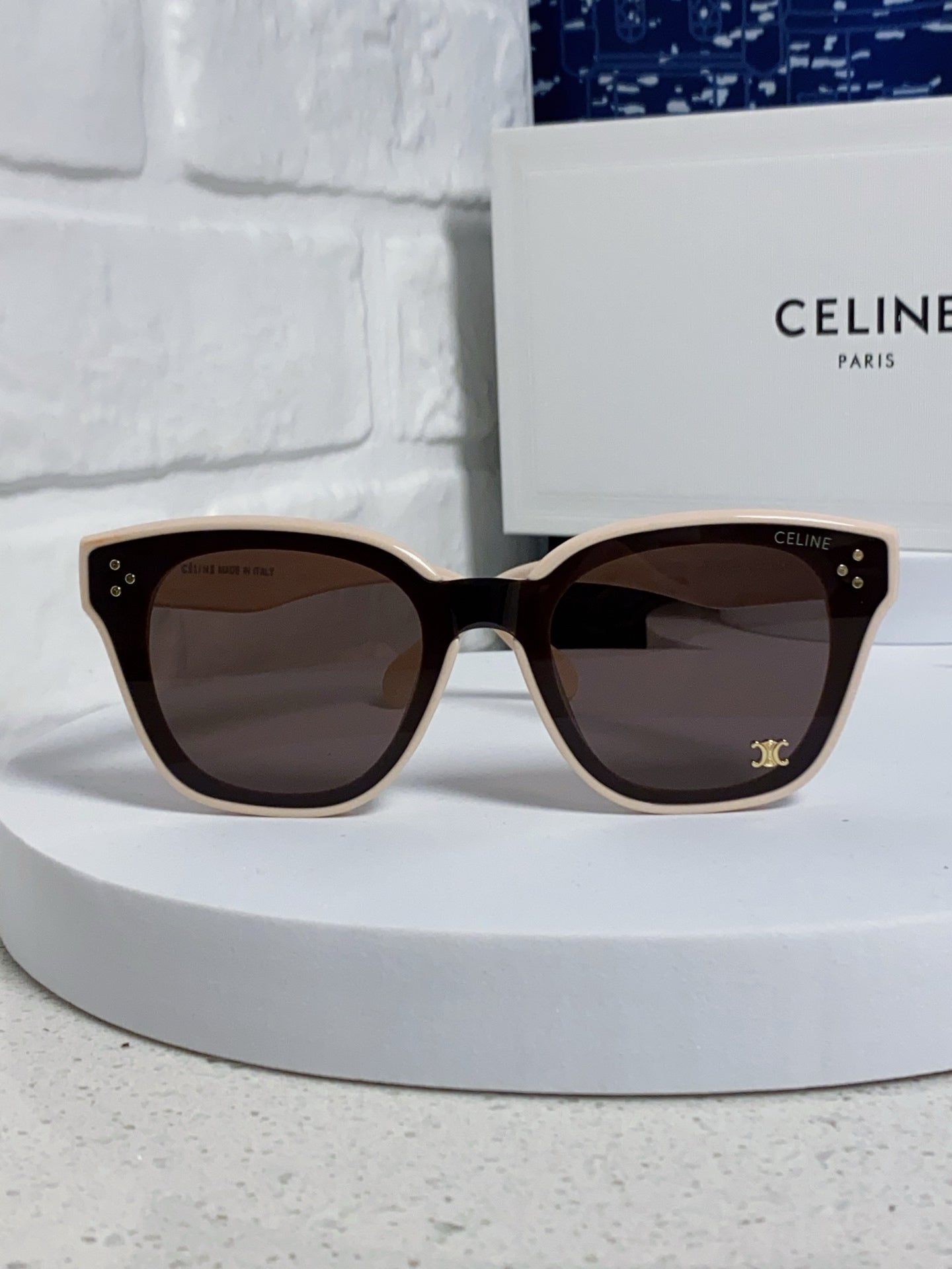 Celine SQUARE SUNGLASS 575841 IN NUDE ACETATE