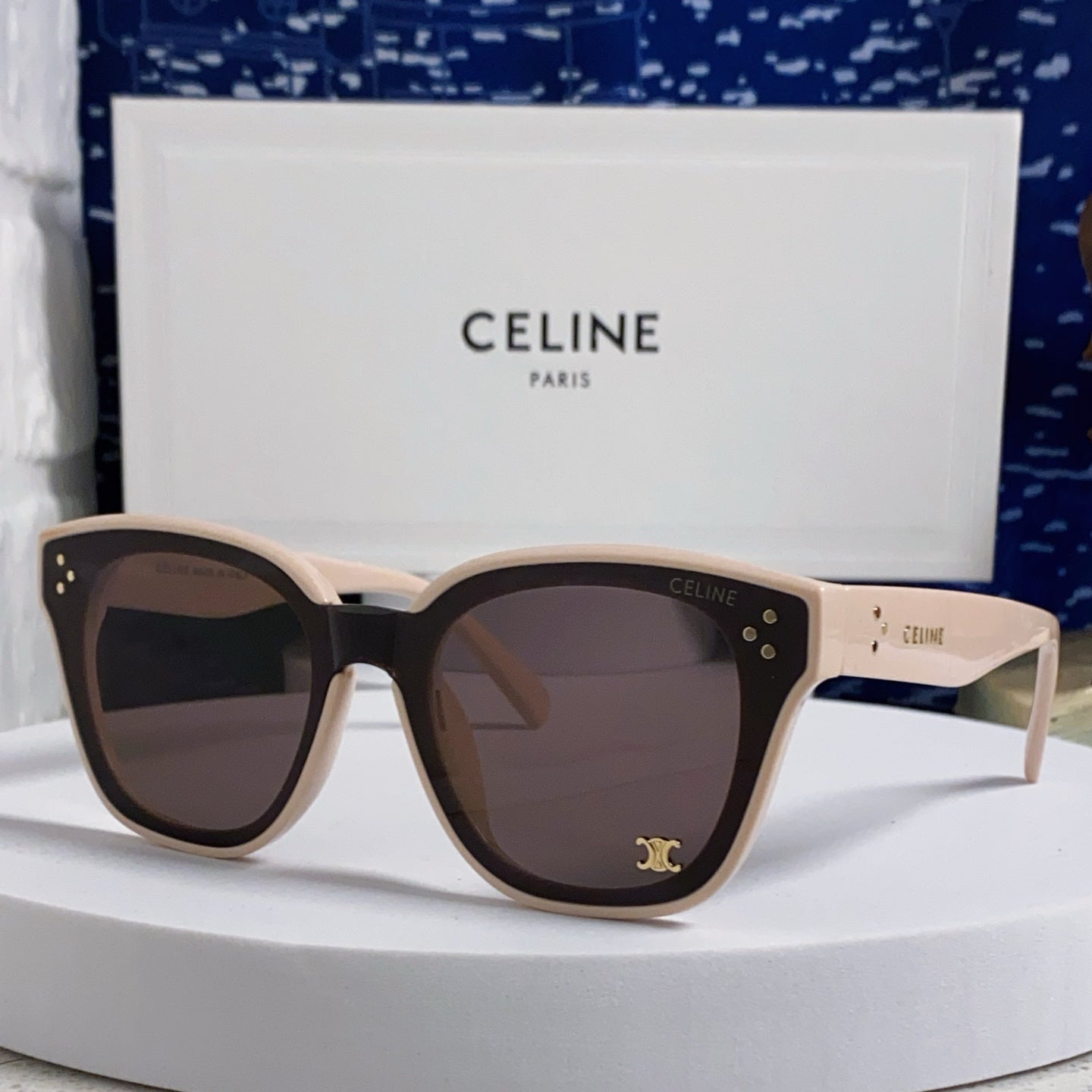 Celine SQUARE SUNGLASS 575841 IN NUDE ACETATE