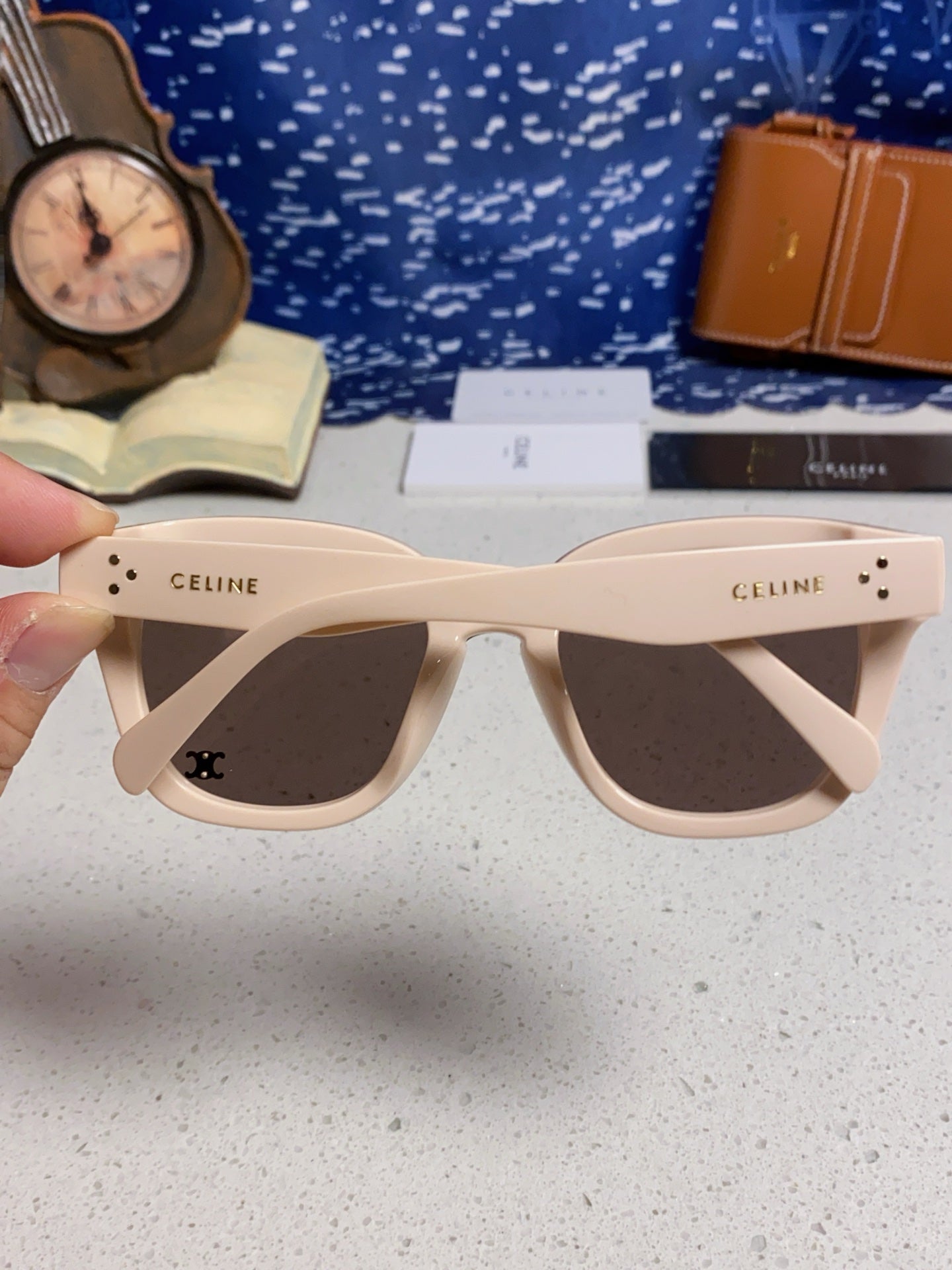 Celine SQUARE SUNGLASS 575841 IN NUDE ACETATE