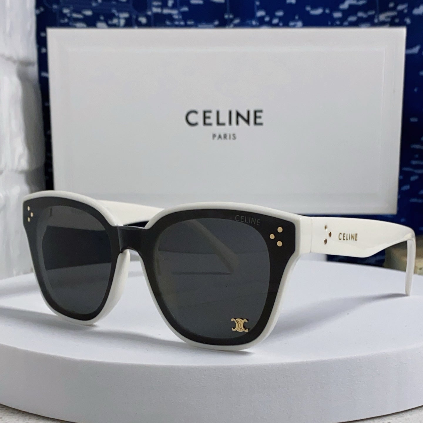 Celine SQUARE SUNGLASS 575842 IN WHITE ACETATE