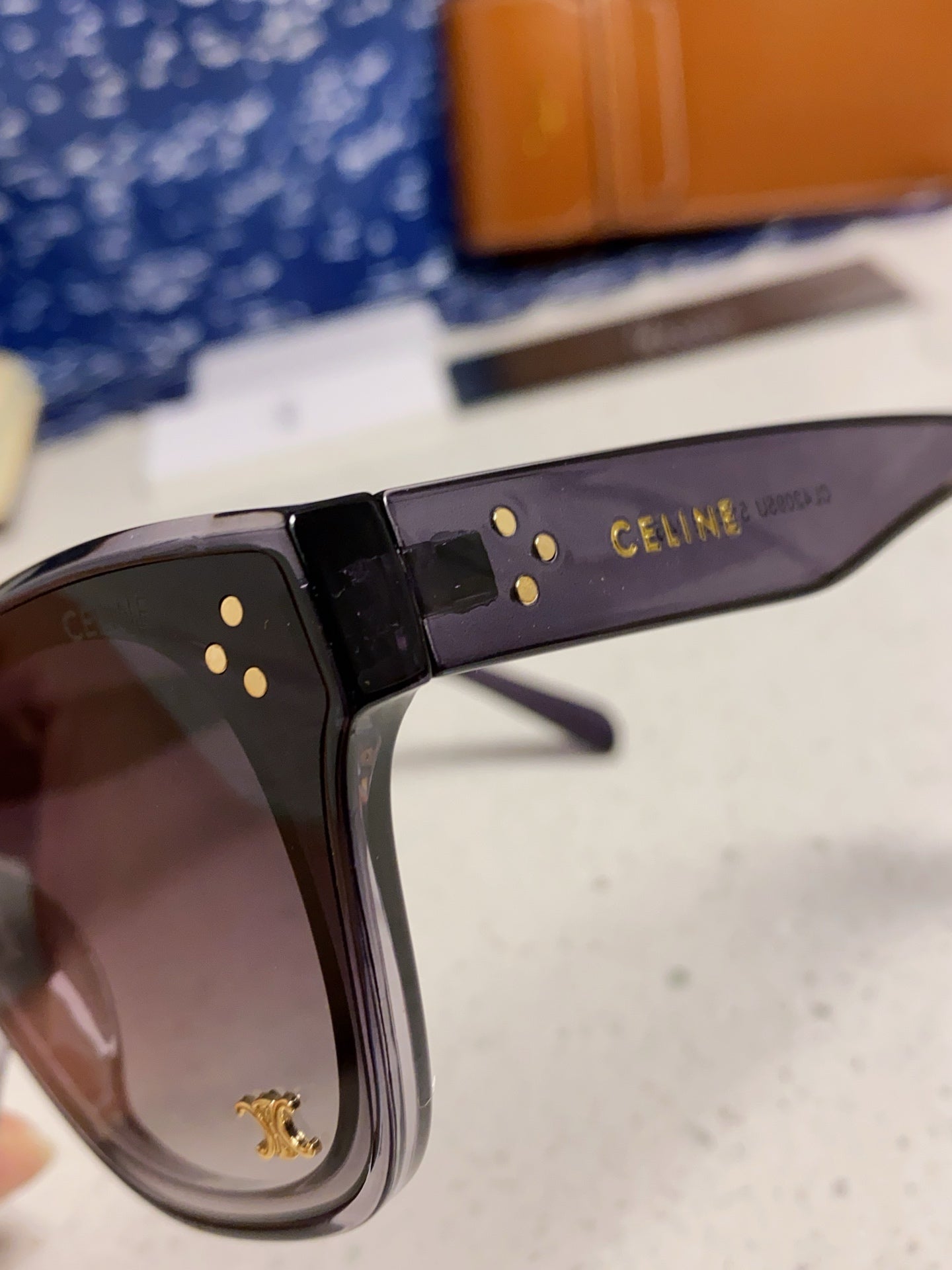 Celine SQUARE SUNGLASS 575843 IN BLACK ACETATE GRADIENT SMOKE LENSES