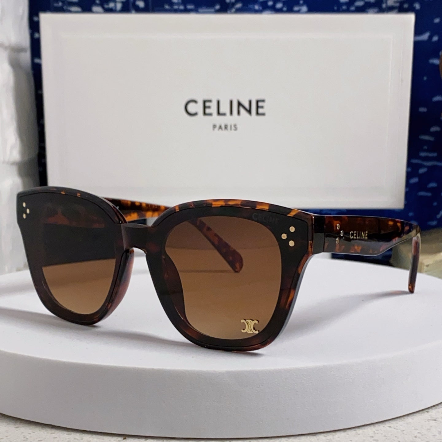Celine SQUARE SUNGLASS 575844 IN HAVANA ACETATE