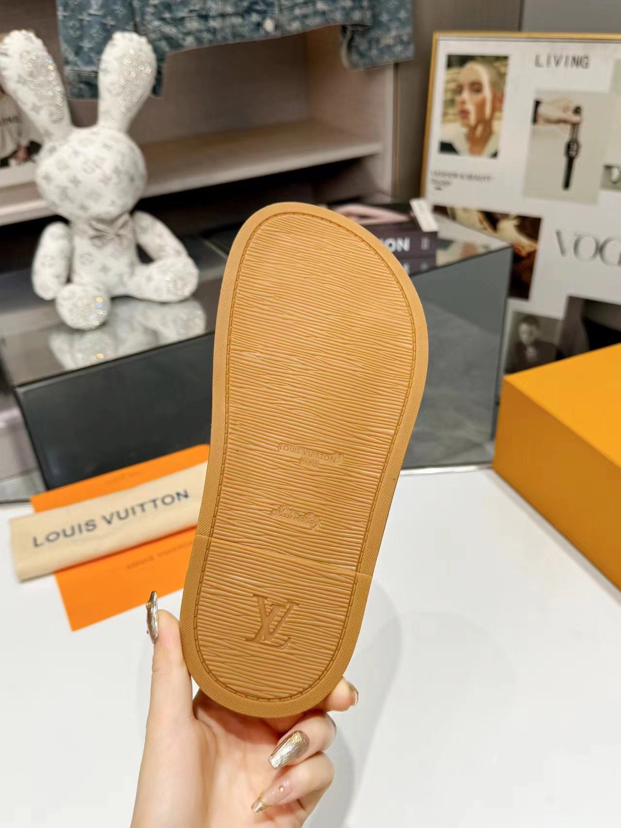 Louis Vuitton bliss corss sandal mule cream textile calfskin