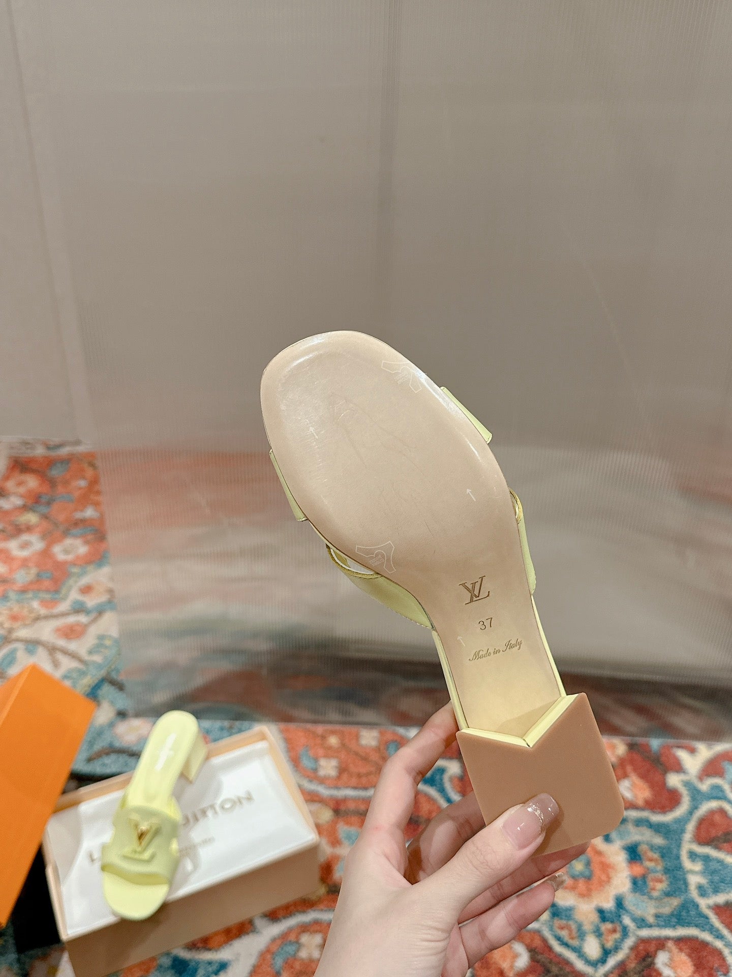 Louis Vuitton capri mule 45mm pastel yellow calfskin