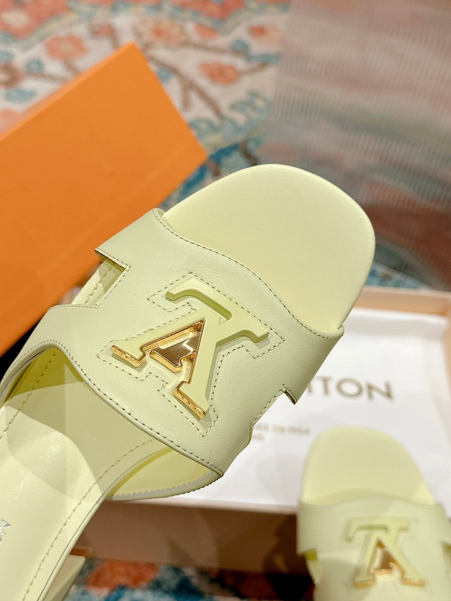 Louis Vuitton capri mule 45mm pastel yellow calfskin