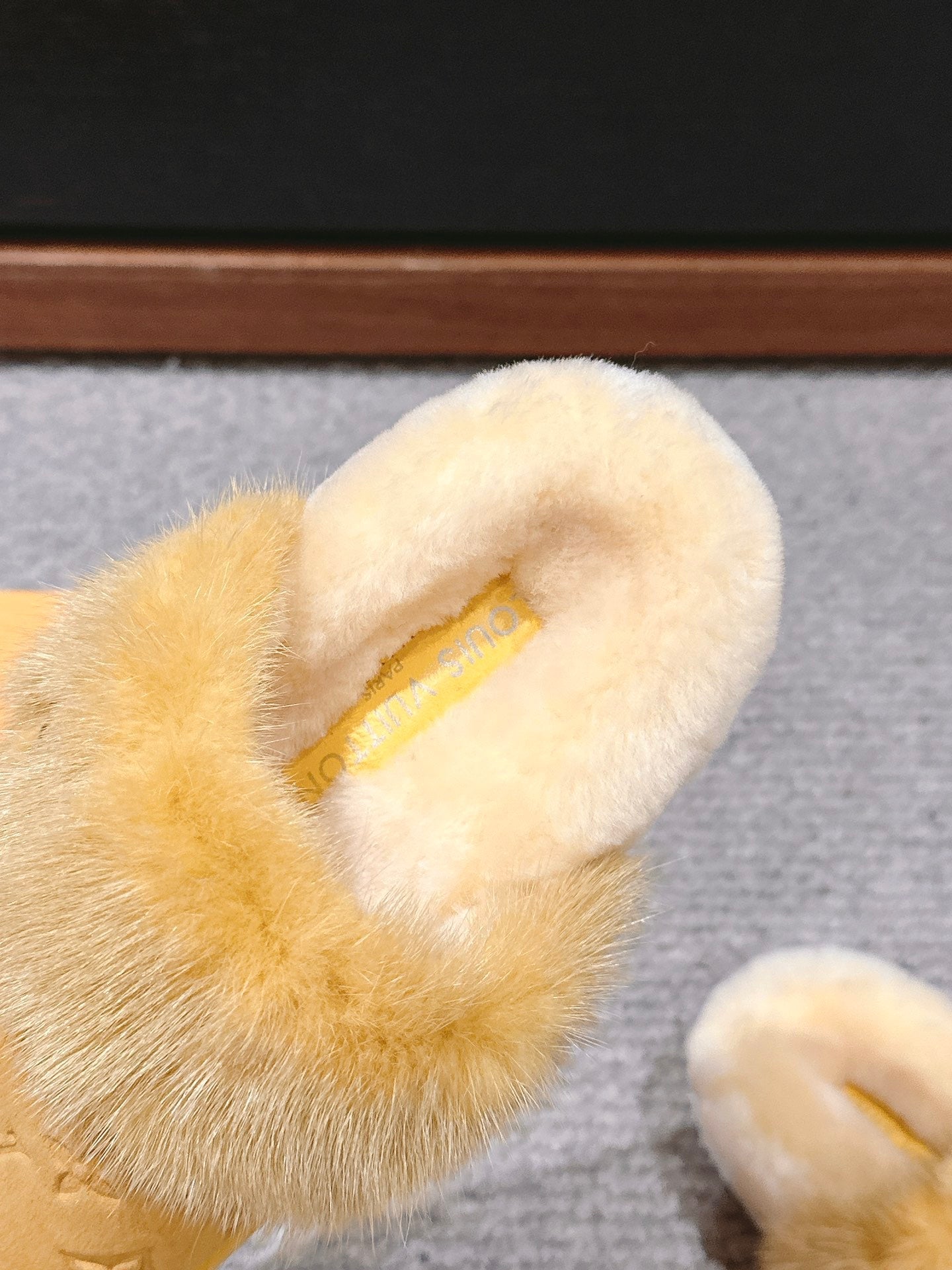 Louis Vuitton Flat Mule Yellow With Fur Monogram Suede