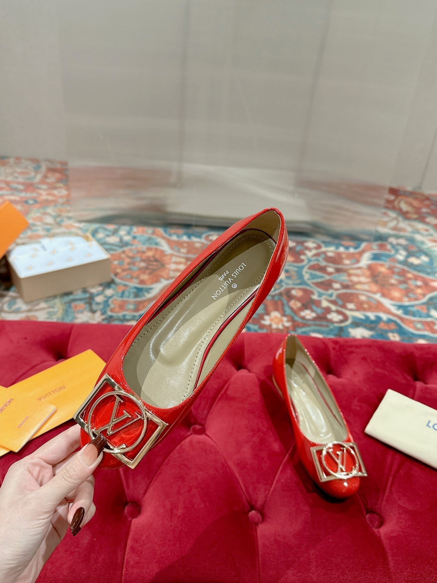 Louis Vuitton Shake Flat Ballerina Bright Red Lambskin