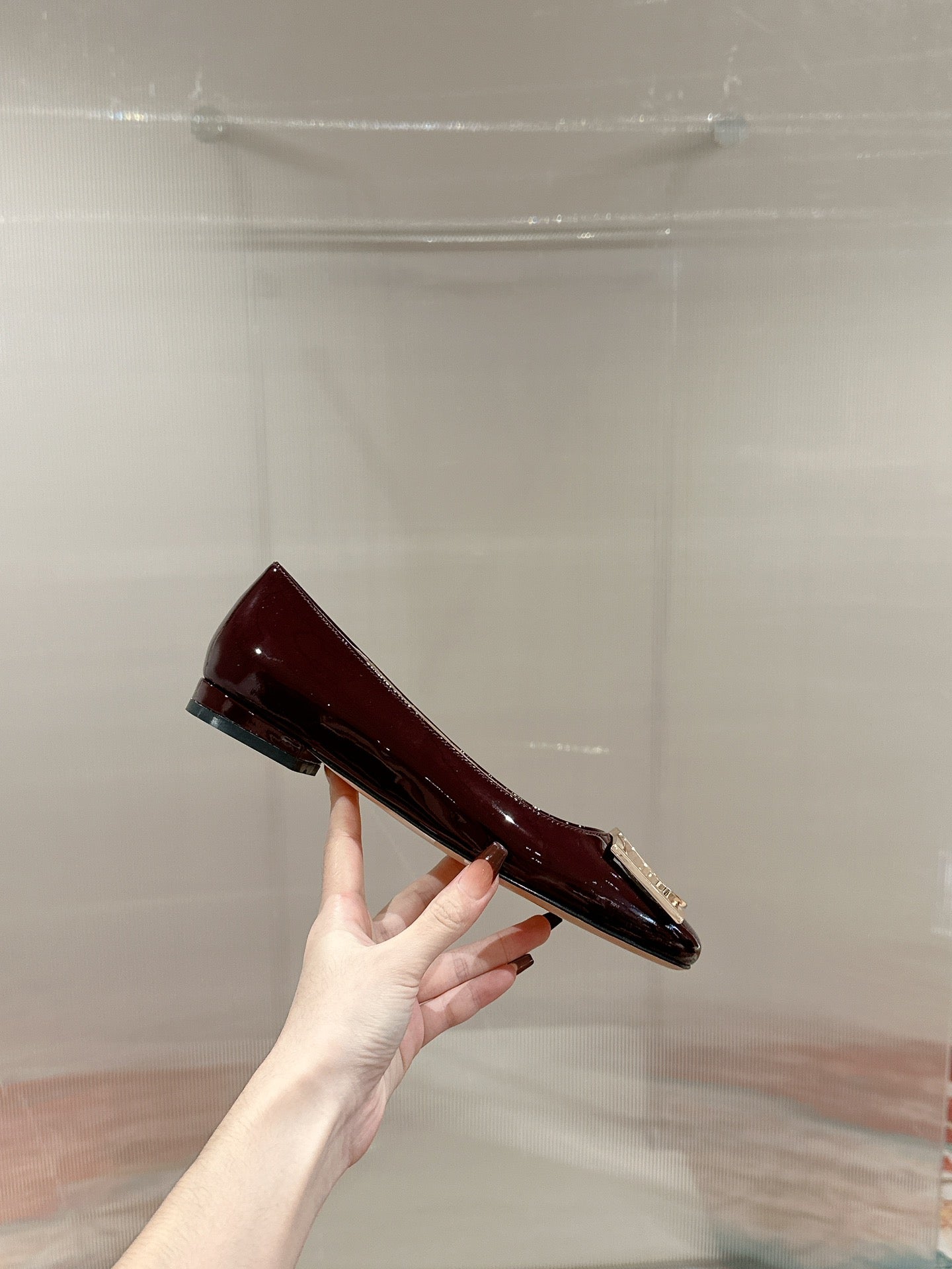 Louis Vuitton Shake Flat Ballerina Wine Red Lambskin