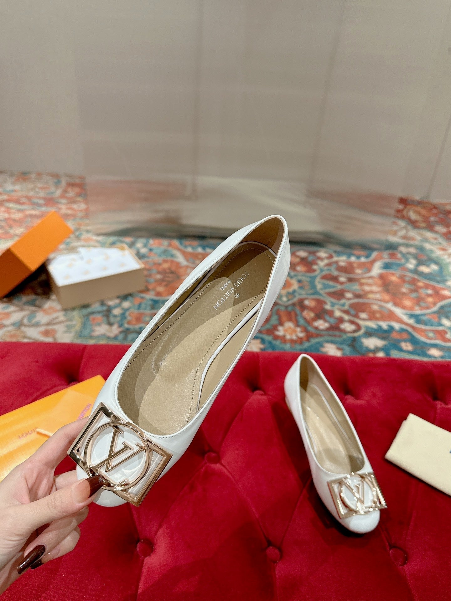 Louis Vuitton Shake Flat Ballerina White Lambskin