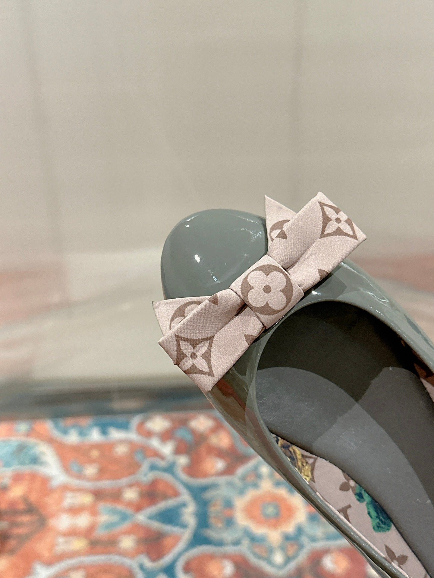 Louis Vuitton Popi Flat Ballerina Green Cement Color Cowhide