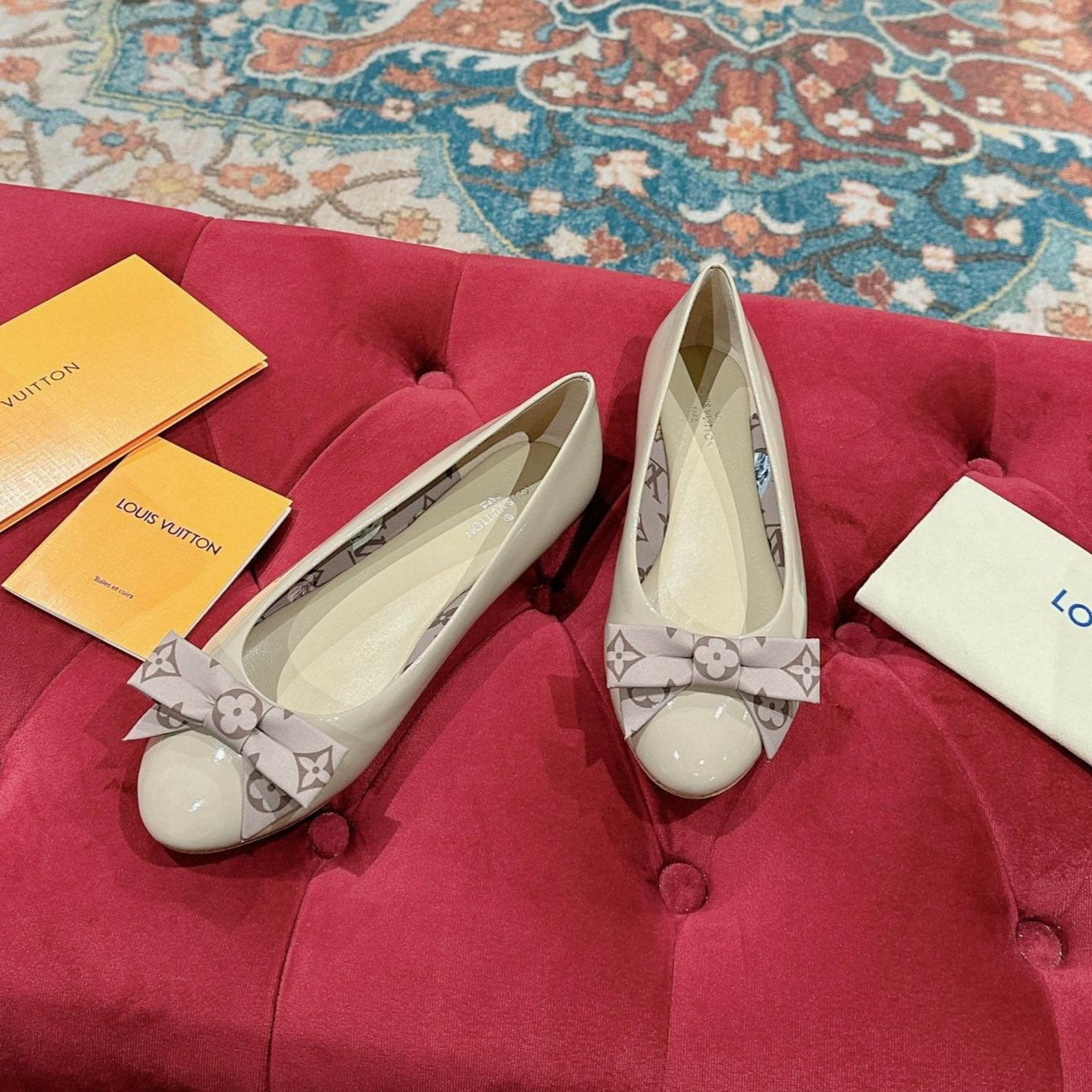Louis Vuitton Popi Flat Ballerina Beige Cowhide