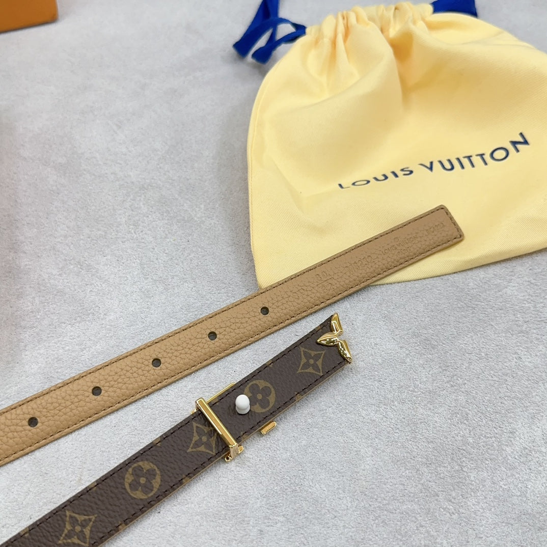 Louis Vuitton Pretty 20mm Reversible Belt Brown Grained Calfskin