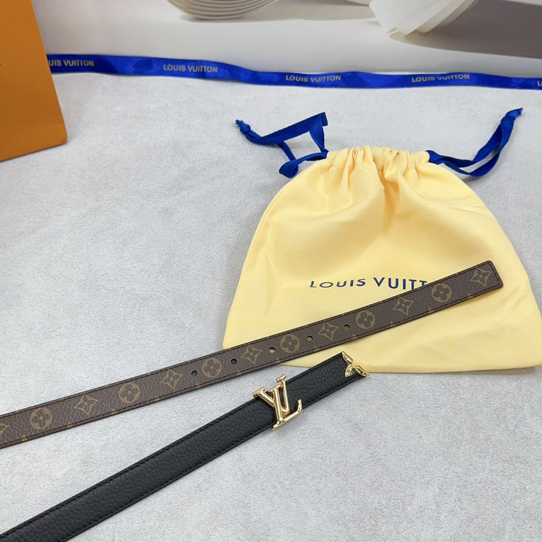Louis Vuitton Pretty 20mm Reversible Belt Black Grained Calfskin
