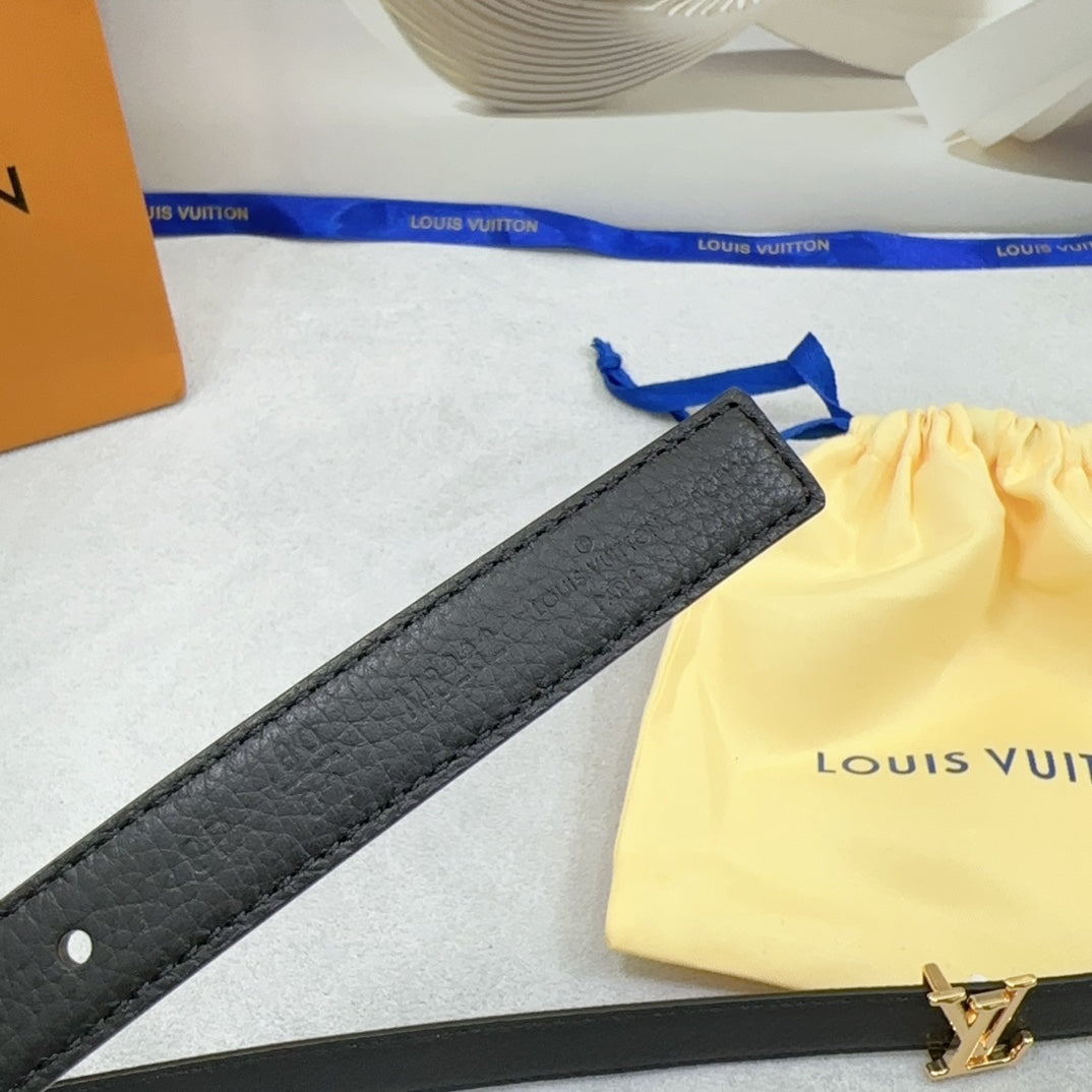 Louis Vuitton Pretty 20mm Reversible Belt Black Grained Calfskin