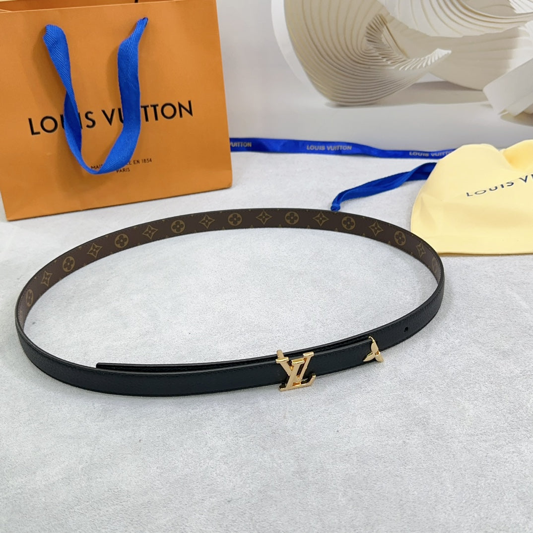 Louis Vuitton Pretty 20mm Reversible Belt Black Grained Calfskin