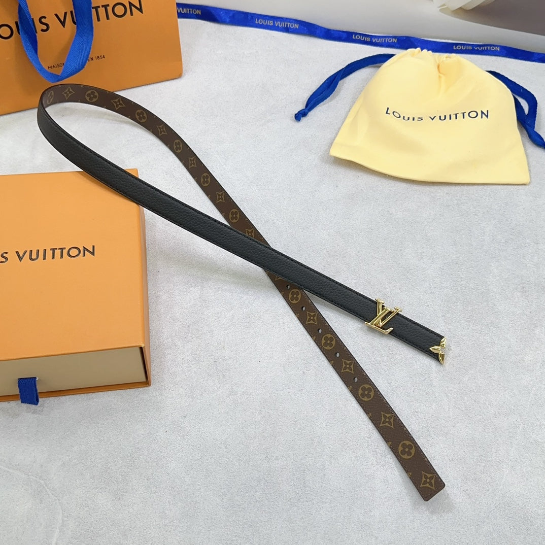 Louis Vuitton Pretty 20mm Reversible Belt Black Grained Calfskin