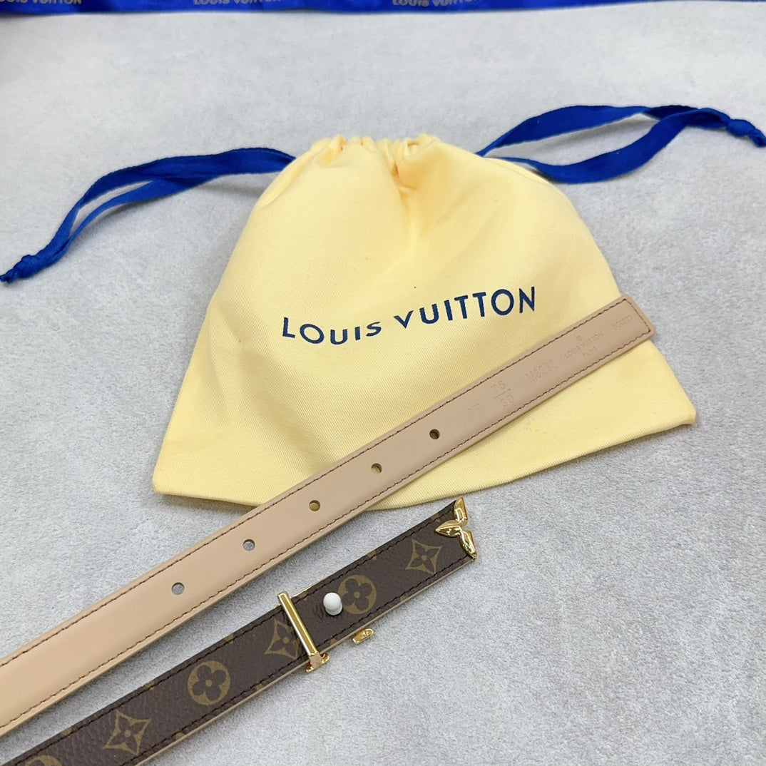 Louis Vuitton Pretty 20mm Reversible Belt Beige Calfskin