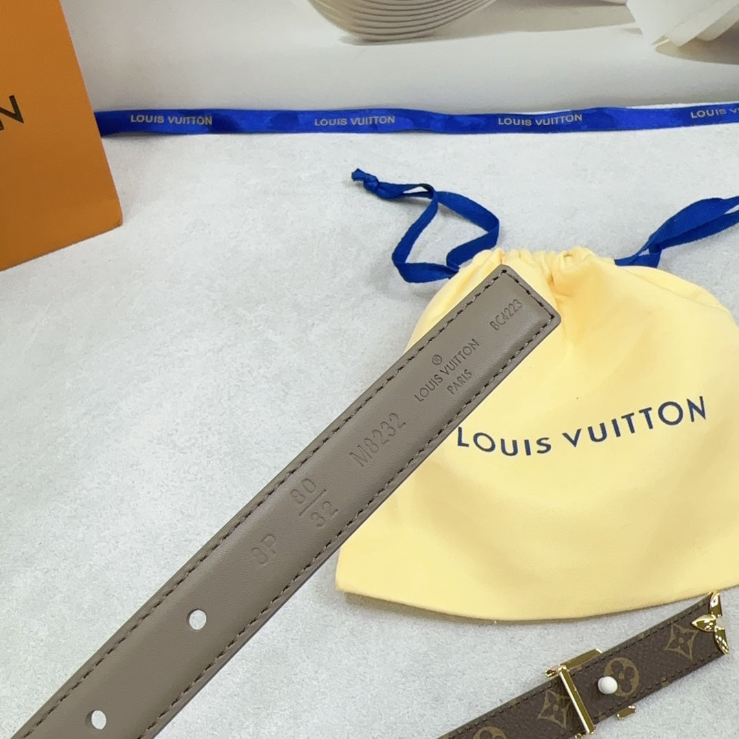 Louis Vuitton Pretty 20mm Reversible Belt Grey Calfskin