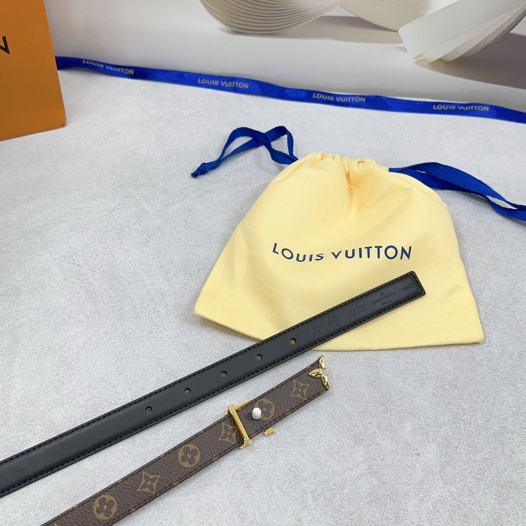 Louis Vuitton Pretty 20mm Reversible Belt Black Calfskin