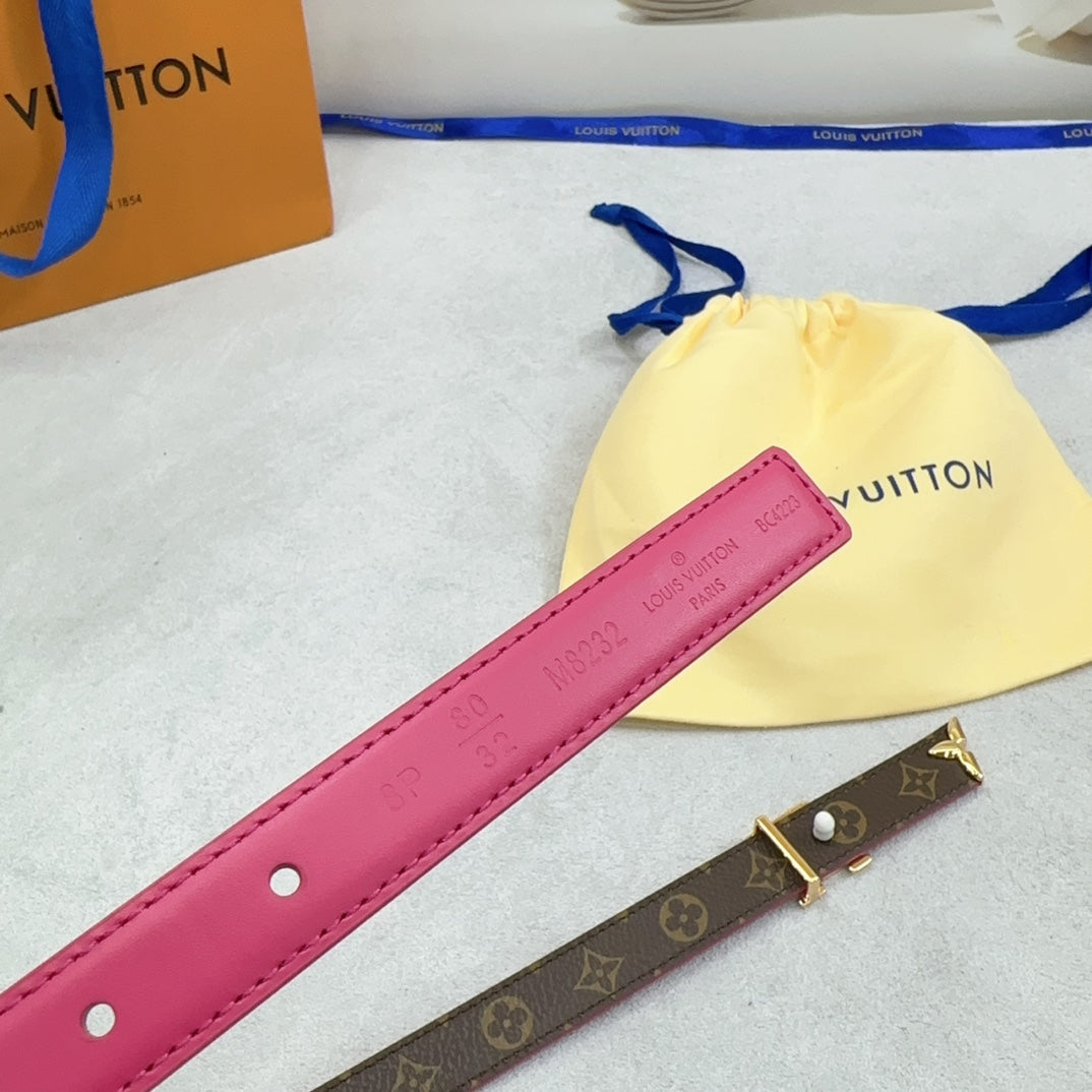 Louis Vuitton Pretty 20mm Reversible Belt Dark Pink Calfskin