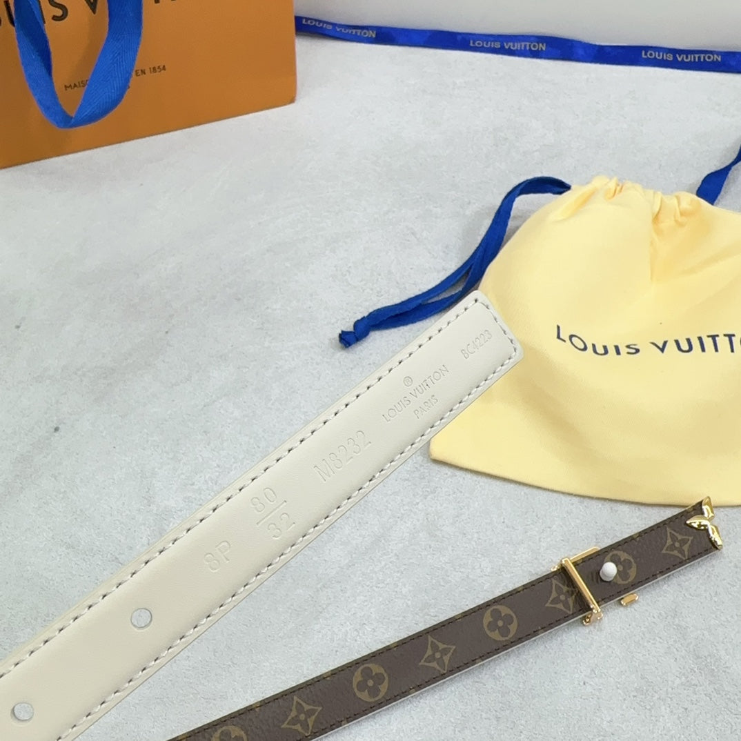 Louis Vuitton Pretty 20mm Reversible Belt Cream Calfskin