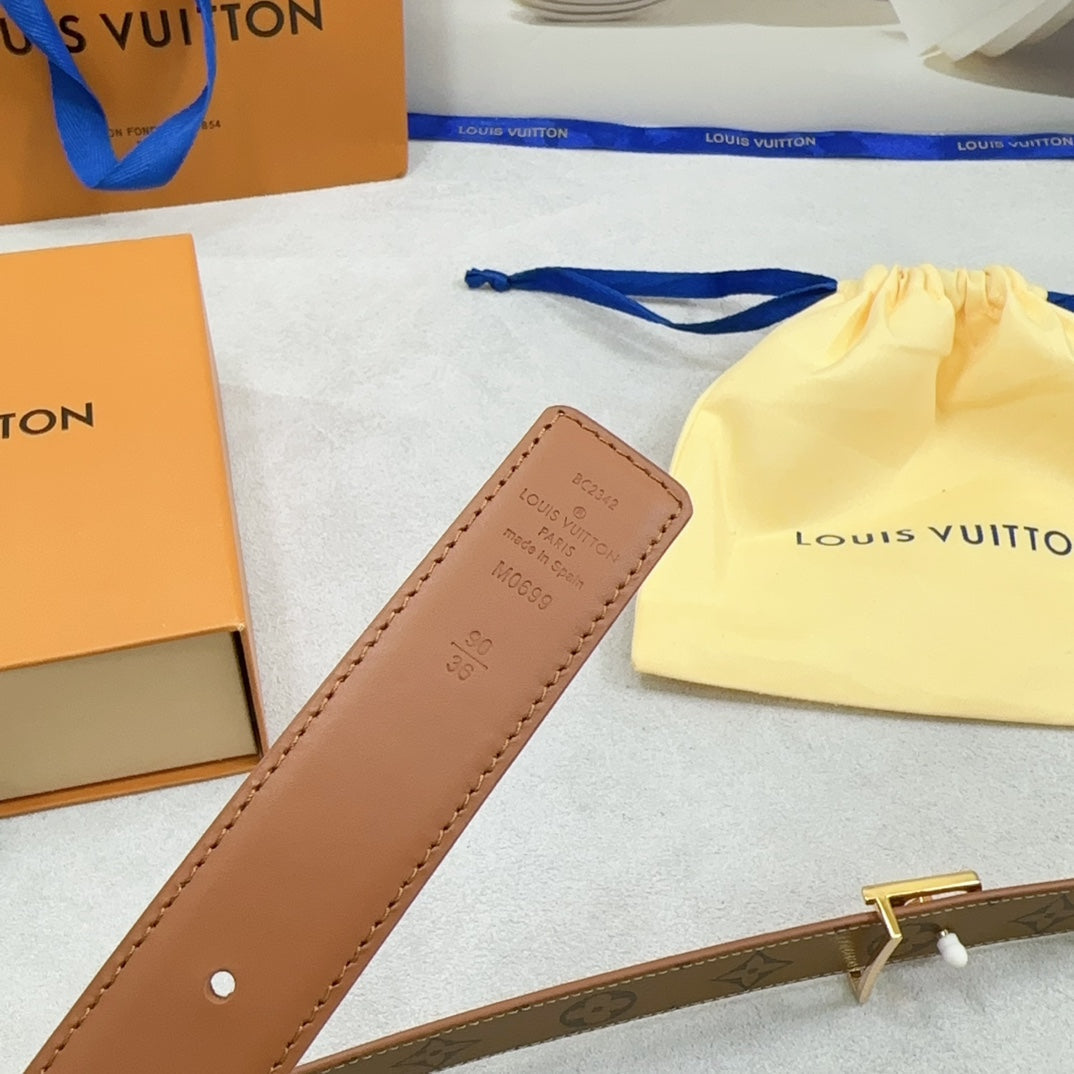 Louis Vuitton Pretty 30mm Reversible Belt Brown Calfskin