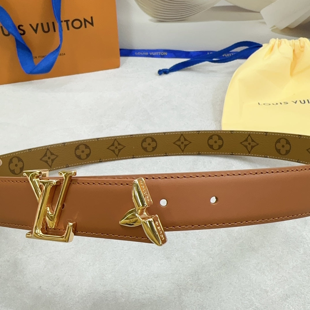 Louis Vuitton Pretty 30mm Reversible Belt Brown Calfskin