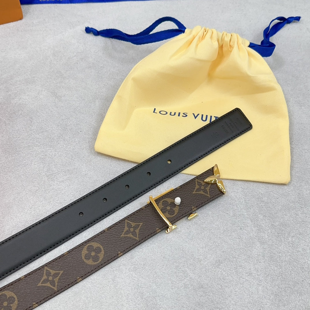 Louis Vuitton Pretty 30mm Reversible Belt Black Calfskin
