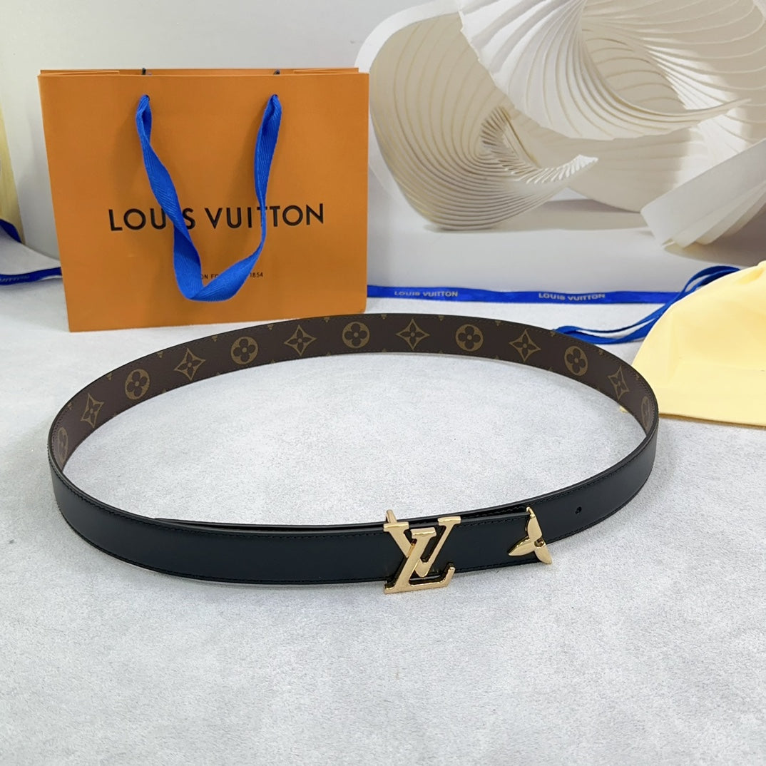 Louis Vuitton Pretty 30mm Reversible Belt Black Calfskin