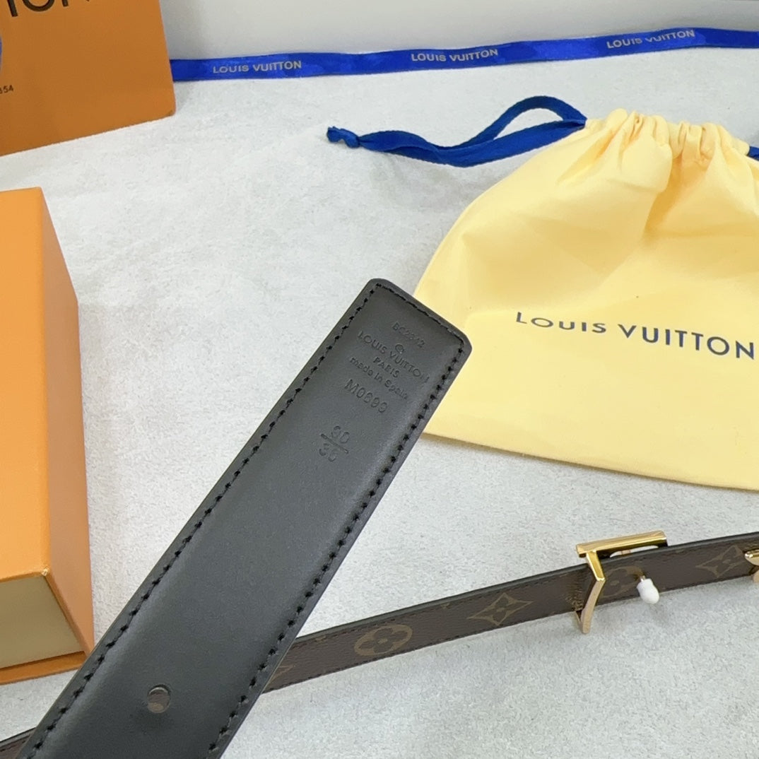 Louis Vuitton Pretty 30mm Reversible Belt Black Calfskin