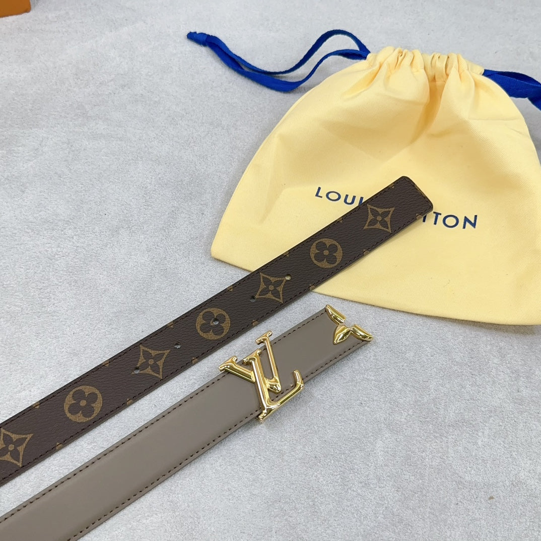Louis Vuitton Pretty 30mm Reversible Belt Grey Calfskin