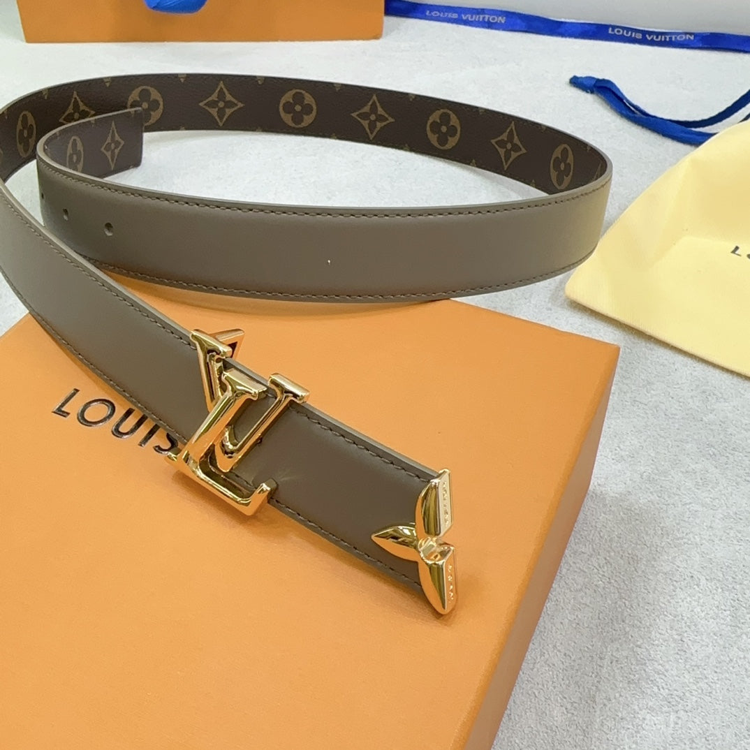 Louis Vuitton Pretty 30mm Reversible Belt Grey Calfskin