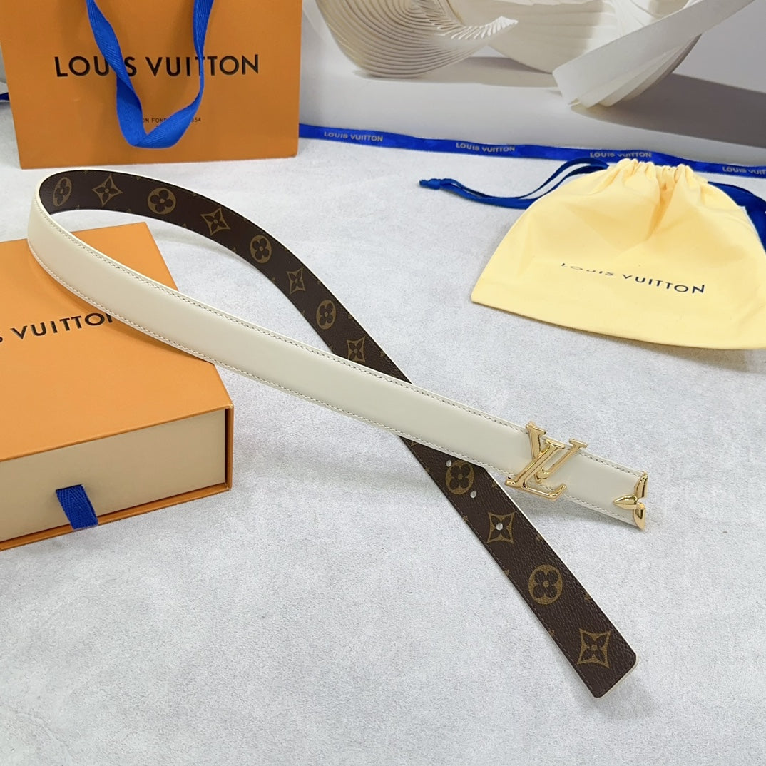 Louis Vuitton Pretty 30mm Reversible Belt Cream Calfskin
