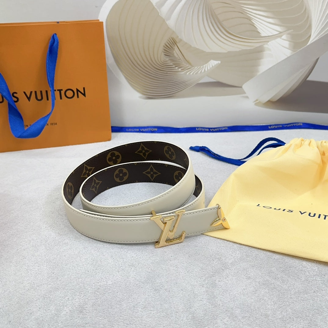 Louis Vuitton Pretty 30mm Reversible Belt Cream Calfskin