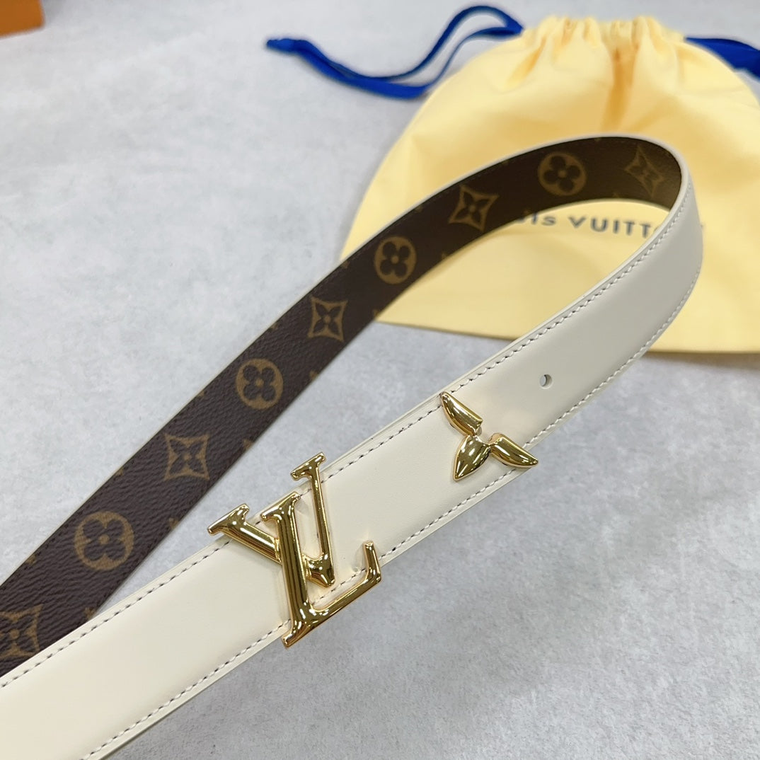 Louis Vuitton Pretty 30mm Reversible Belt Cream Calfskin