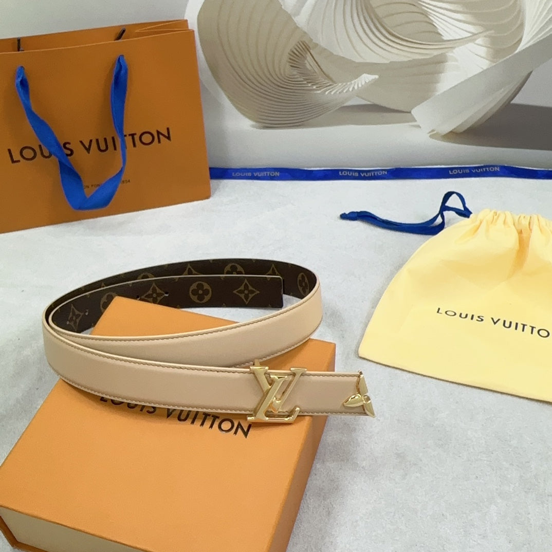 Louis Vuitton Pretty 30mm Reversible Belt Beige Calfskin