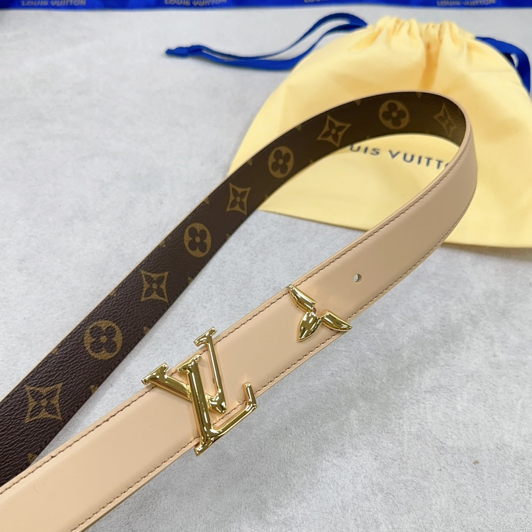 Louis Vuitton Pretty 30mm Reversible Belt Beige Calfskin