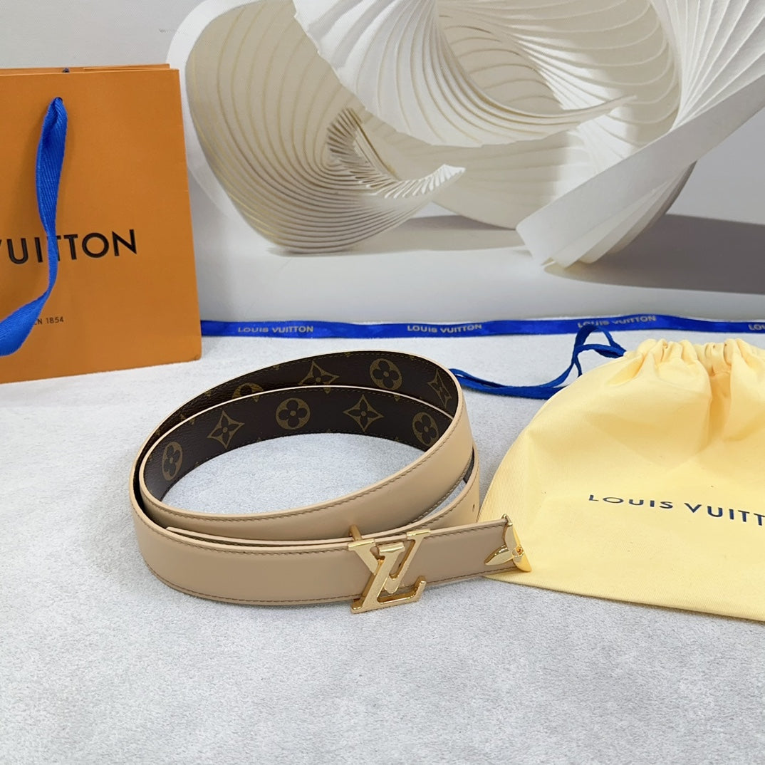 Louis Vuitton Pretty 30mm Reversible Belt Beige Calfskin