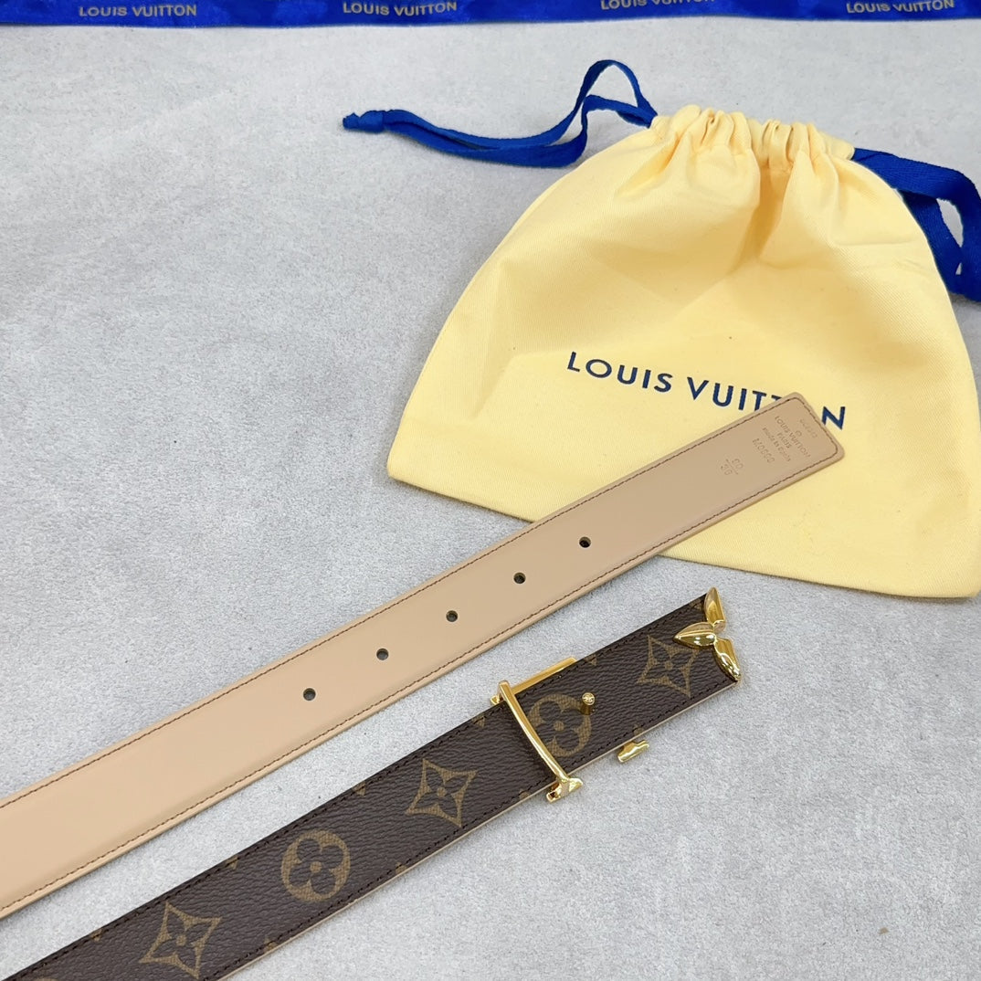 Louis Vuitton Pretty 30mm Reversible Belt Beige Calfskin